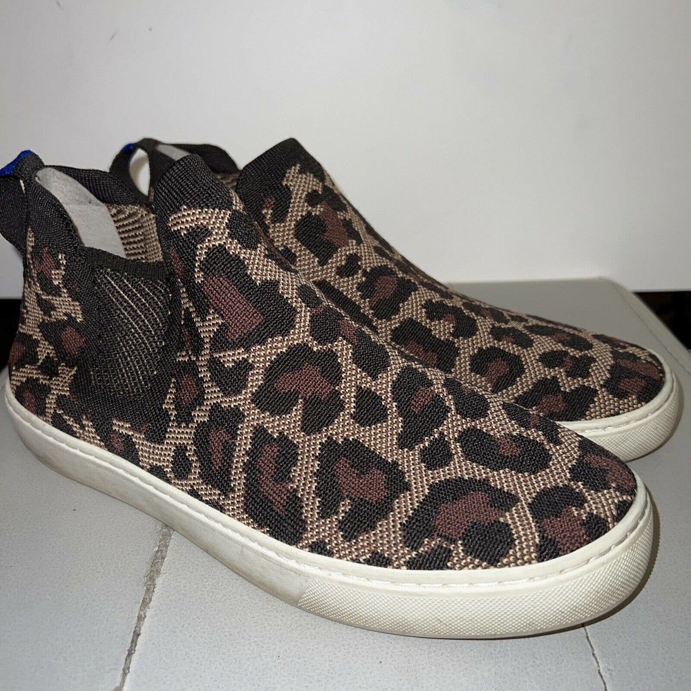 ROTHYS the chelsea wildcat leopard print slip on ankle boots size 9